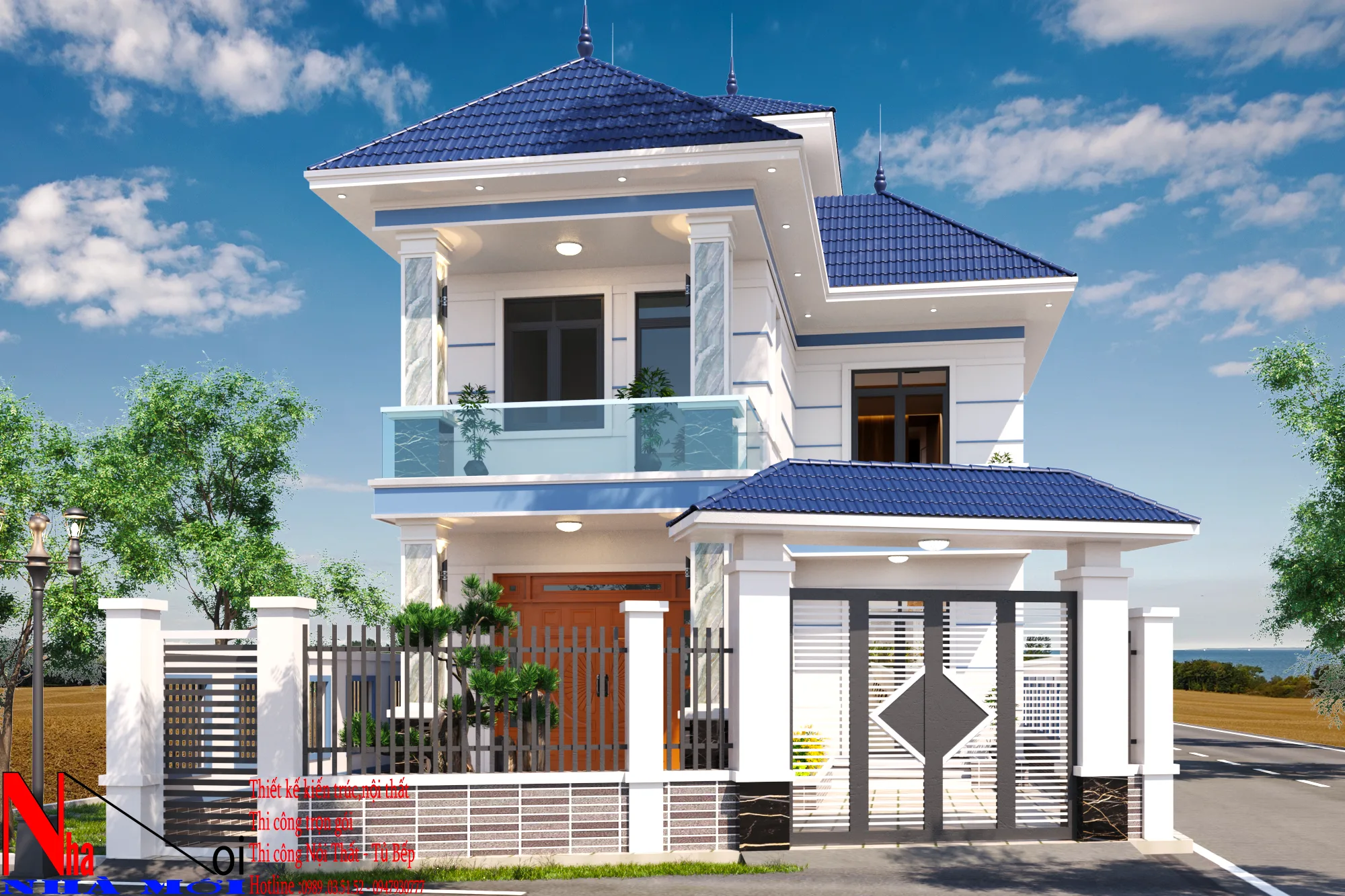 Phương án tổ chức không gian biệt thự 2 tầng mái Nhật tối ưu ánh sáng và thông gió