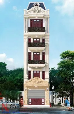 Mẫu nhà ống 5 tầng cổ điển tại nam định đẹp