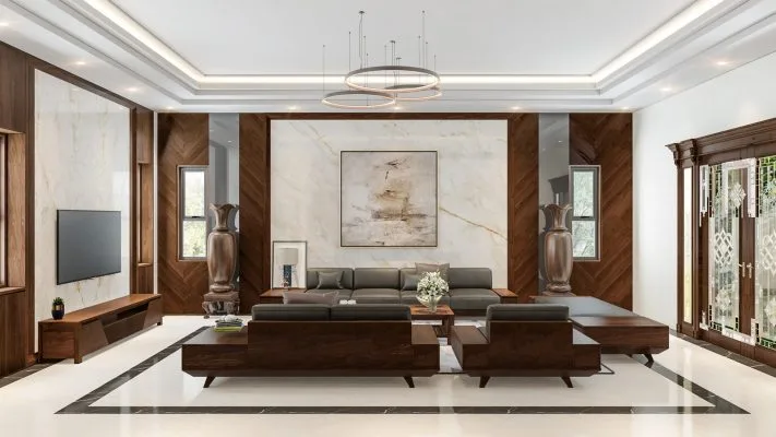 Mẫu phòng khách gỗ tự nhiên