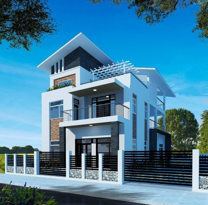 thiết kế nhà ở Mỹ Lộc 2 mặt tiền 3 tầng