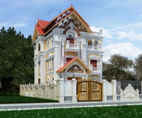 Thiết kế nhà mới đẹp tại Thành phố, Nam Định - nhà biệt thự 3 tầng tân cổ điển