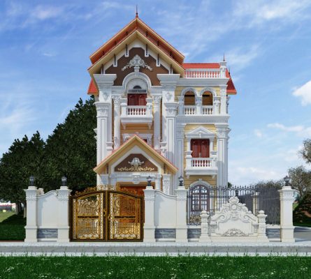Thiết kế nhà mới đẹp tại Thành phố, Nam Định - nhà biệt thự 3 tầng tân cổ điển