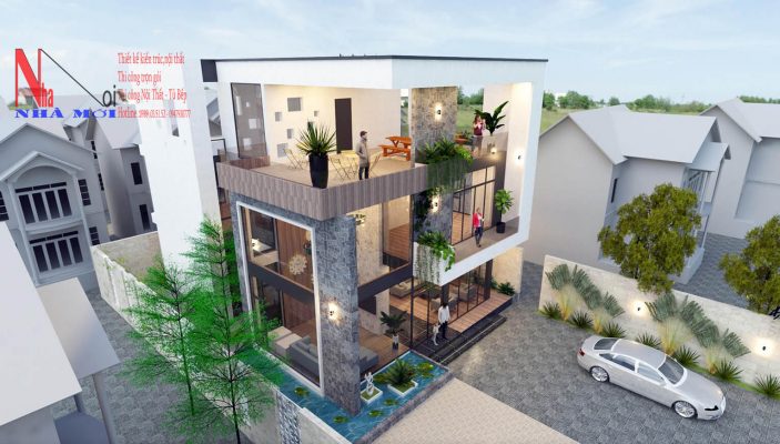Dịch vụ thiết kế nhà biệt thự 3 tầng mái bằng chất lượng tốt nhất ở Nam Định.