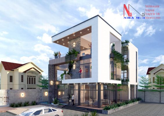 Thiết kế nhà mới đẹp tại Thành phố, Nam Định - nhà biệt thự 3 tầng hiện đại.