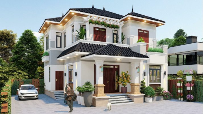 Mẫu thiết kế nhà 2 tầng mái nhật đẹp nhà anh giao tại Nam Định.