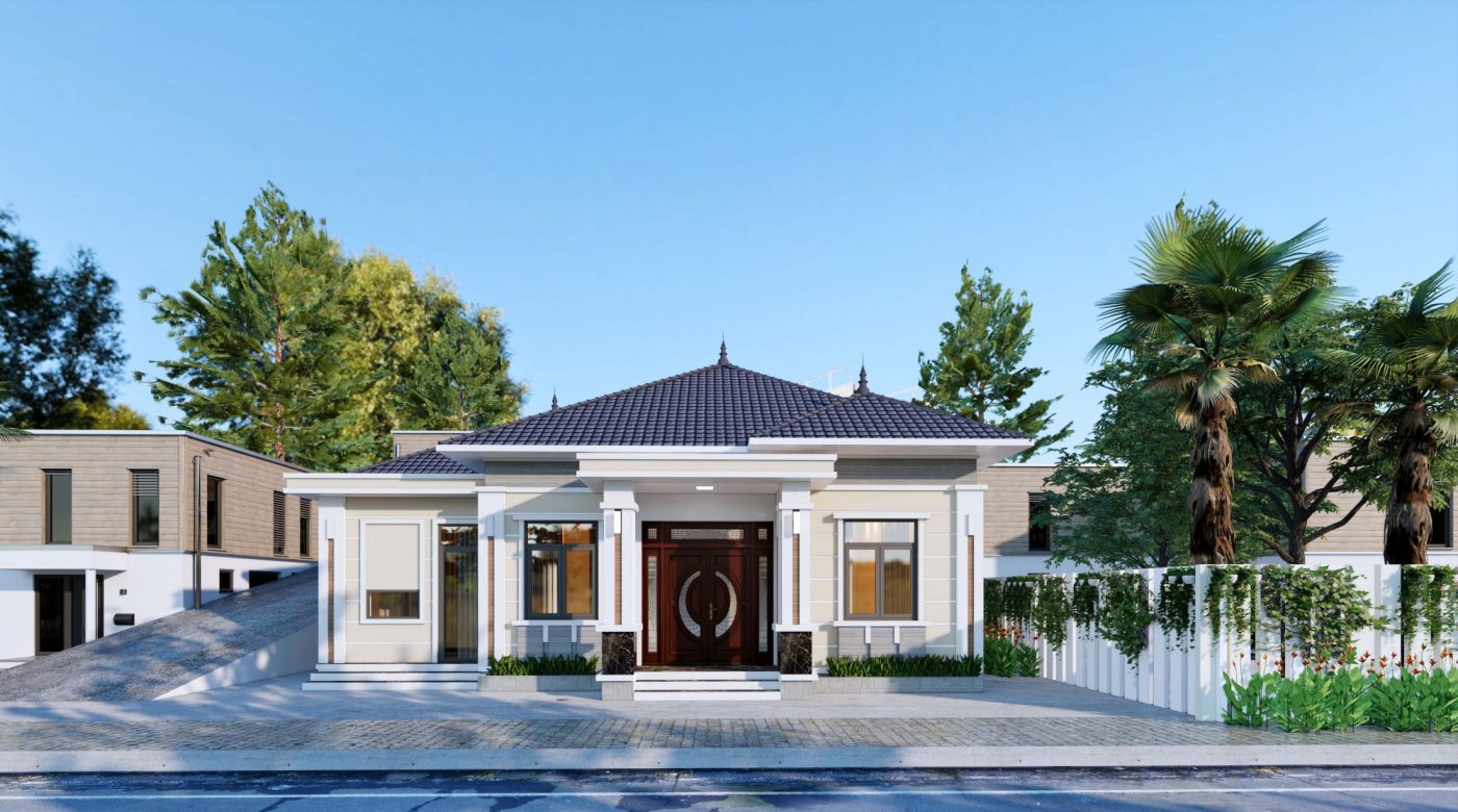 Mẫu biệt thự 1 tầng, mẫu nhà cấp 4 mái nhật