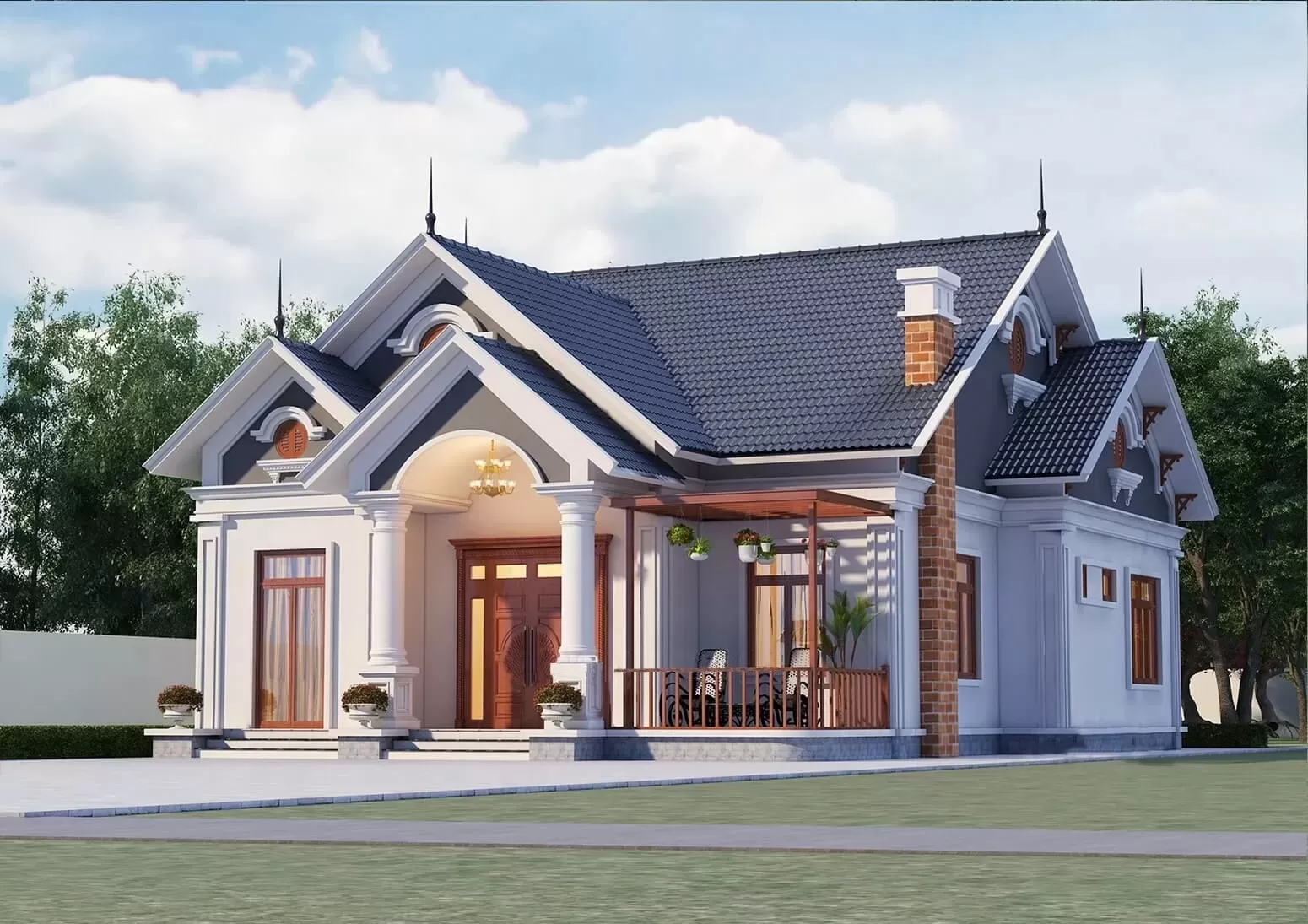 Mẫu biệt thự 1 tầng tân cổ điển (1)