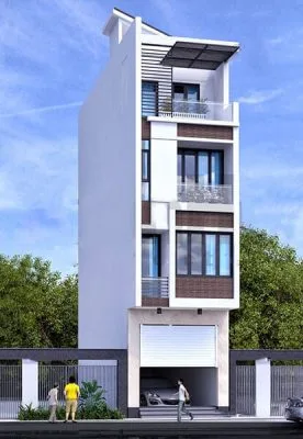 Mẫu nhà ống 4 tầng mái lệch