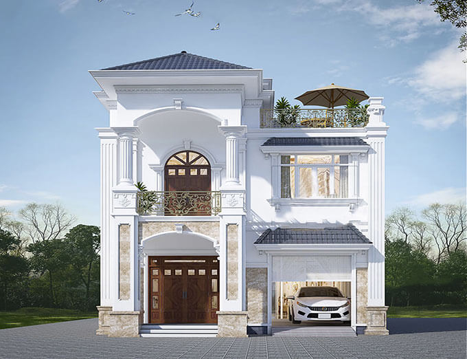 Mẫu biệt thự 2 tầng tân cổ điển