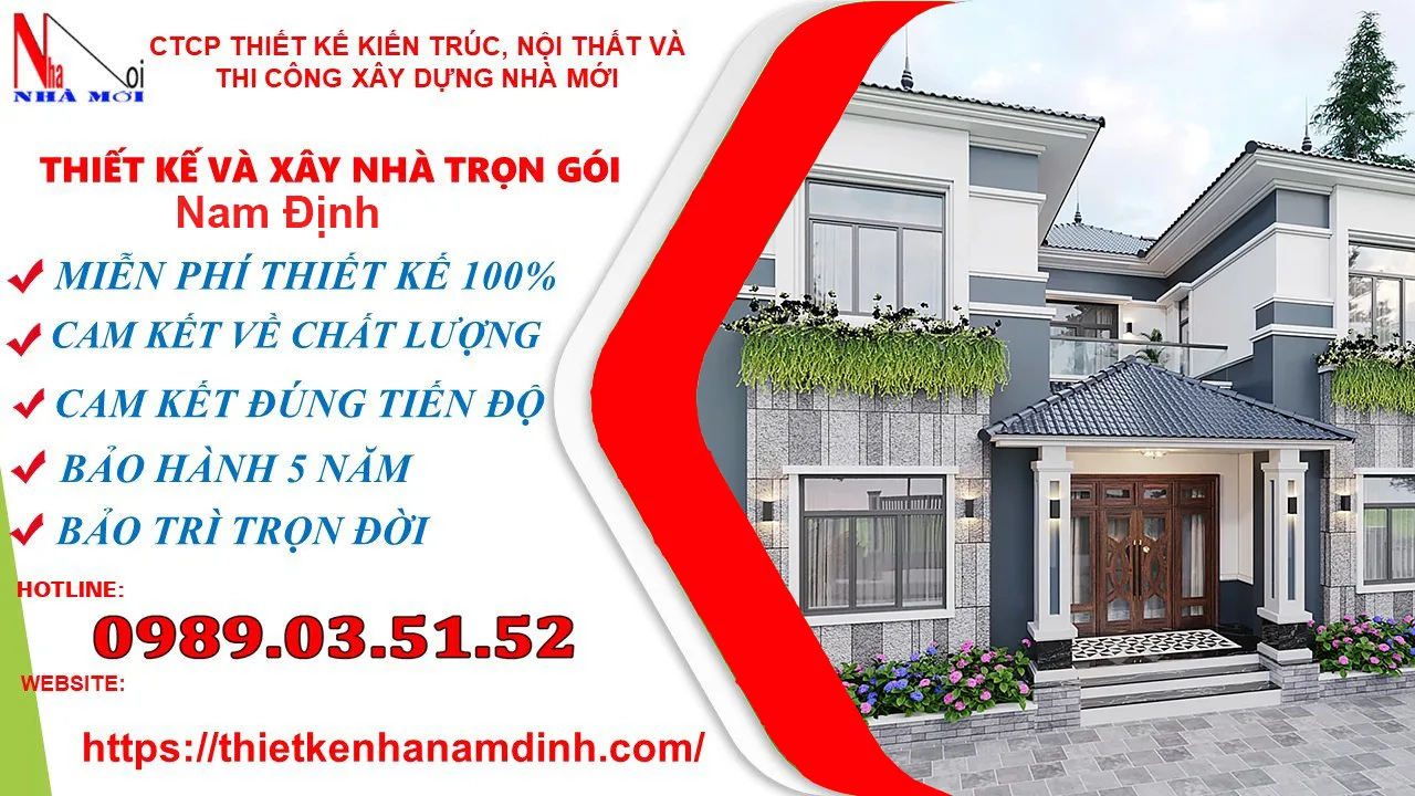 Xây nhà trọn gói tại Nam Định_biệt thự 2 tầng hiện đạ