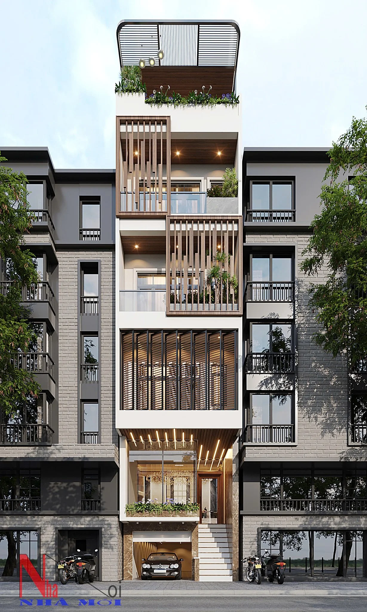 Thiết kế biệt thự 5 tầng hiện đại